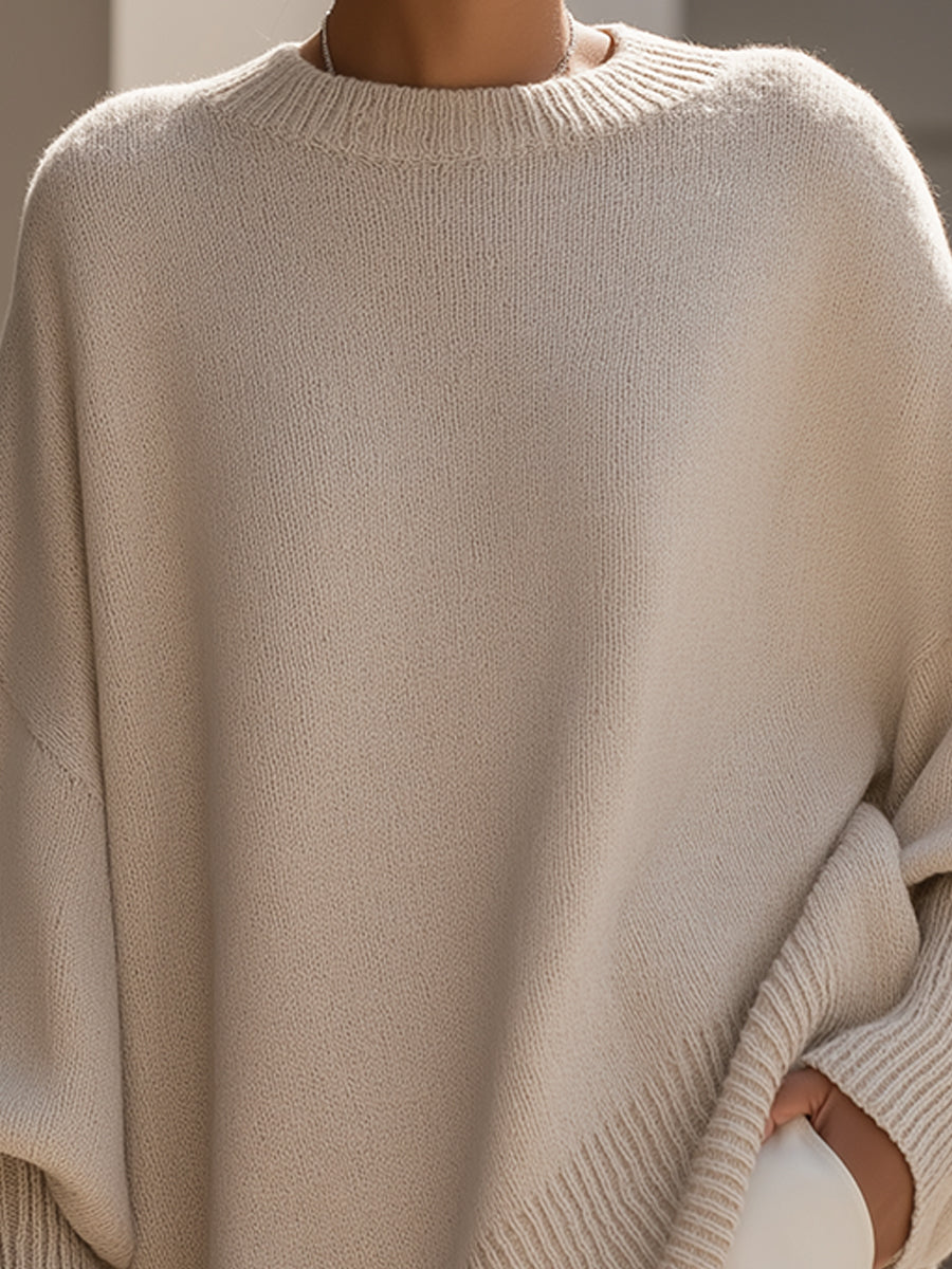 Gemütlicher Oversize Strickpullover mit Fledermausärmeln für Damen