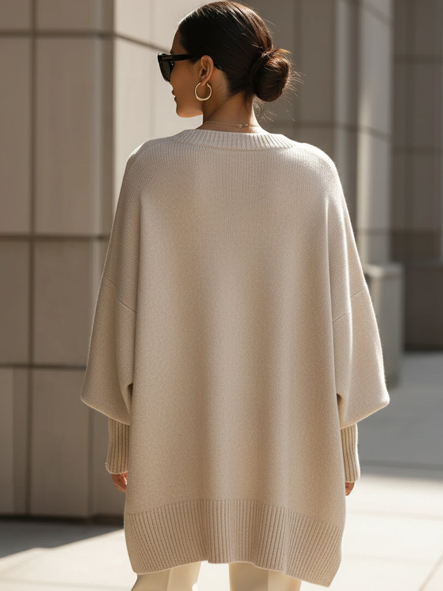 Gemütlicher Oversize Strickpullover mit Fledermausärmeln für Damen