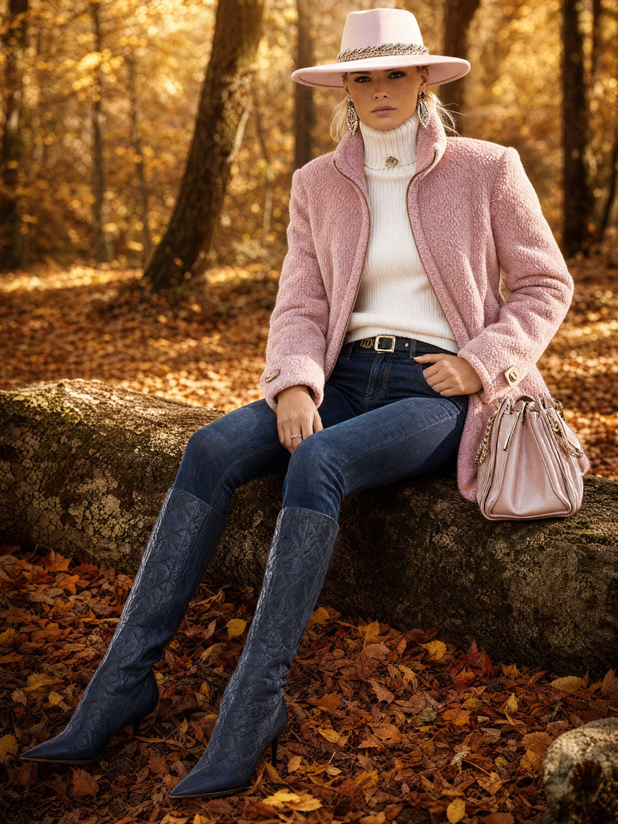 Warme Lange Teddy Fleecejacke mit Stehkragen für Damen