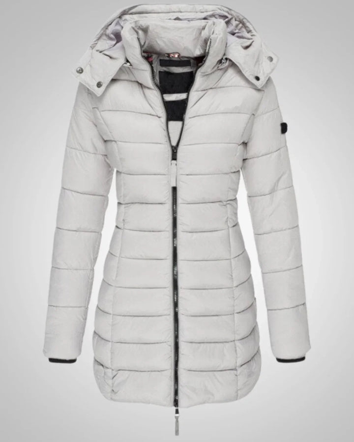 Warme Lange Daunenjacke mit Kapuze für Damen