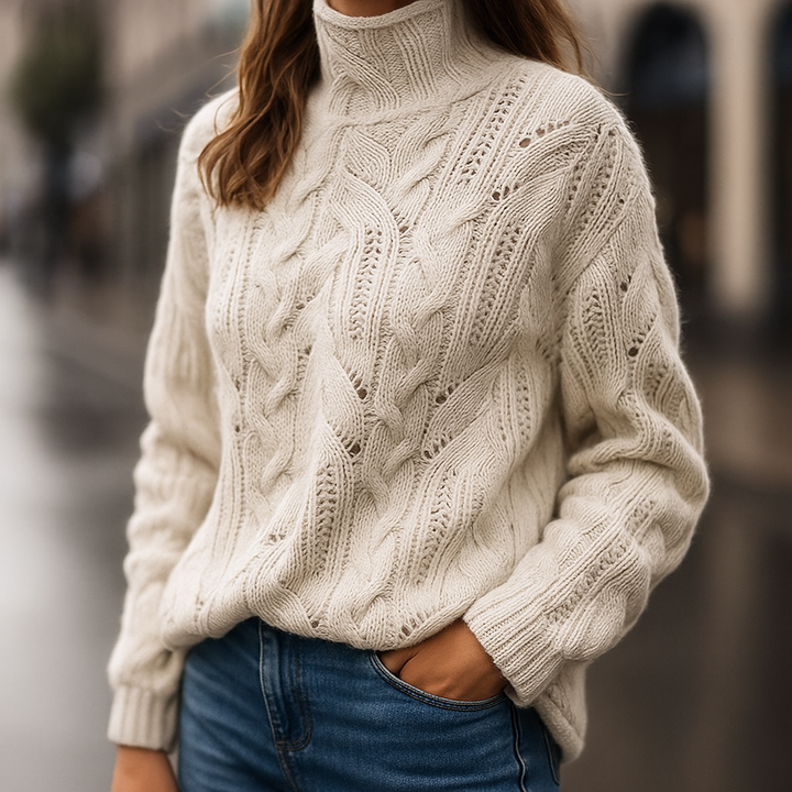Gemütlicher Cable Knit Strickpullover für Damen