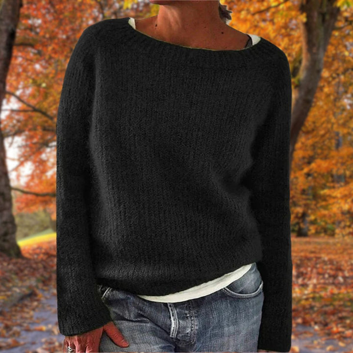 Gemütlicher Weiter Strickpullover mit Rundhalsausschnitt für Damen