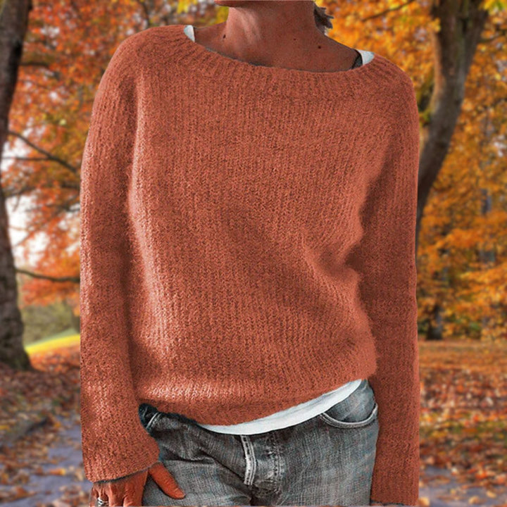 Gemütlicher Weiter Strickpullover mit Rundhalsausschnitt für Damen