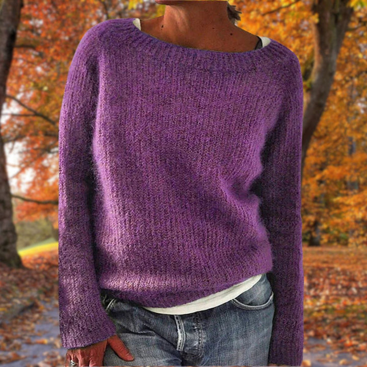 Gemütlicher Weiter Strickpullover mit Rundhalsausschnitt für Damen