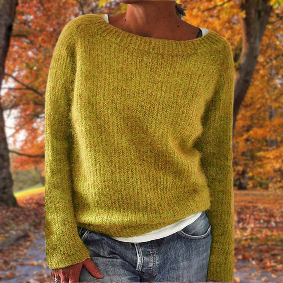 Gemütlicher Weiter Strickpullover mit Rundhalsausschnitt für Damen