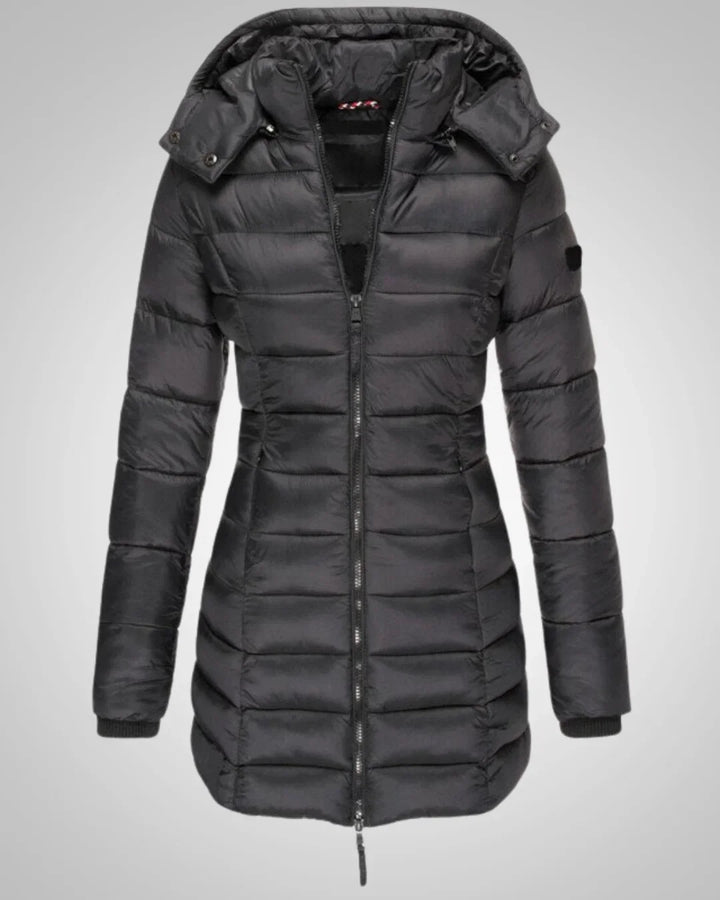 Warme Lange Daunenjacke mit Kapuze für Damen
