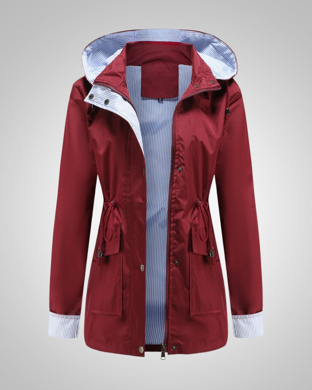 Zeitlose Lange Gefütterte Regenjacke mit Kapuze für Damen