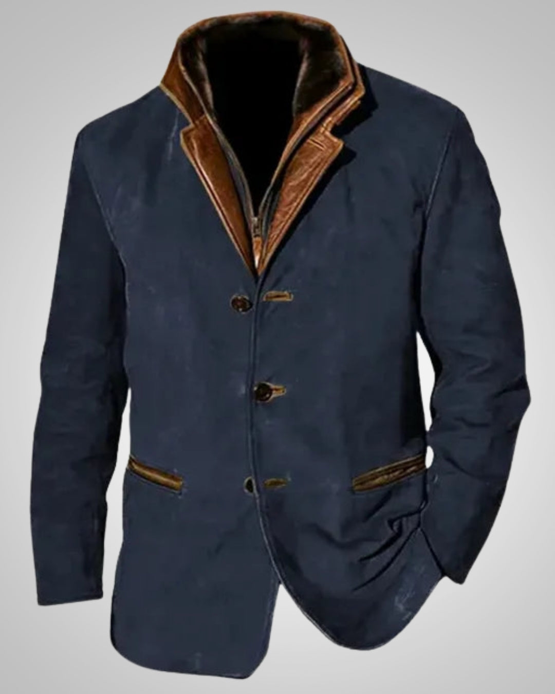 Klassische Lederjacke mit Knöpfen für Herren