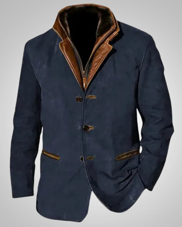 Klassische Lederjacke mit Knöpfen für Herren
