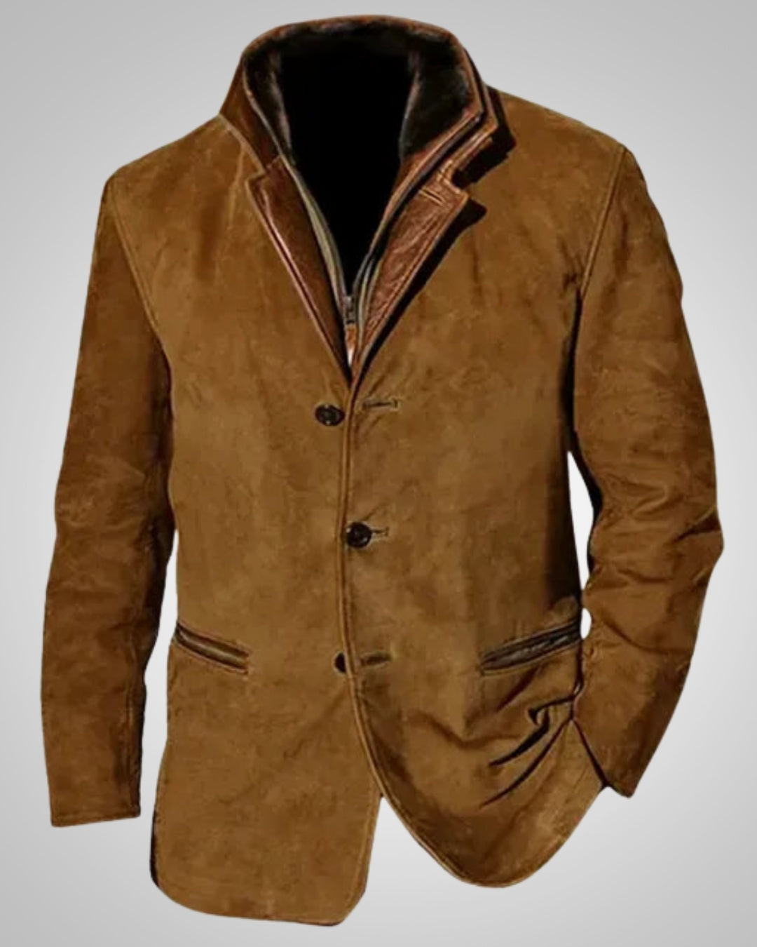 Klassische Lederjacke mit Knöpfen für Herren
