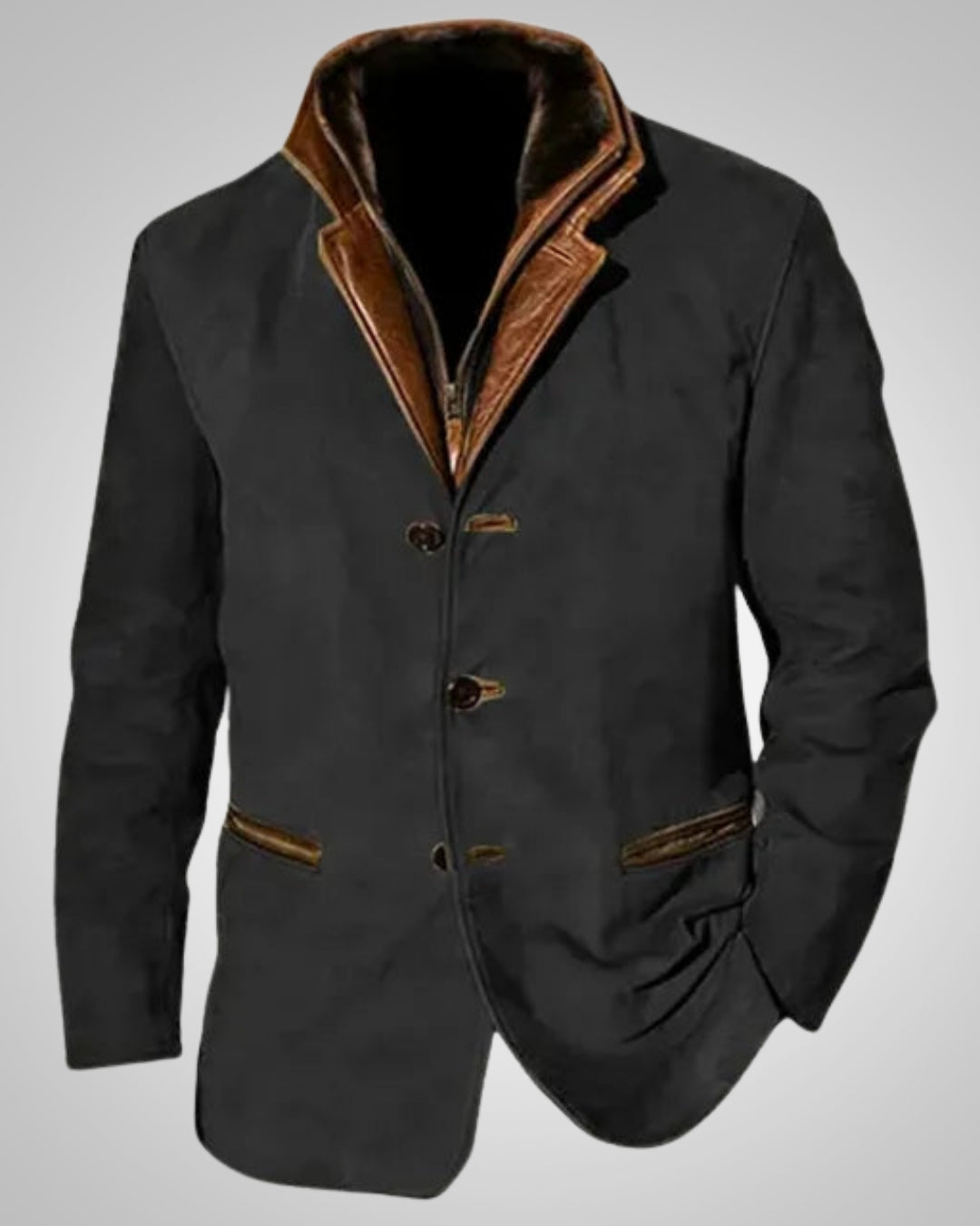 Klassische Lederjacke mit Knöpfen für Herren