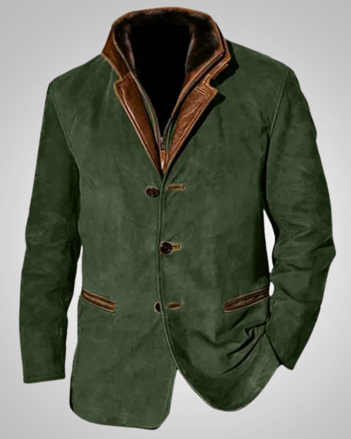 Klassische Lederjacke mit Knöpfen für Herren