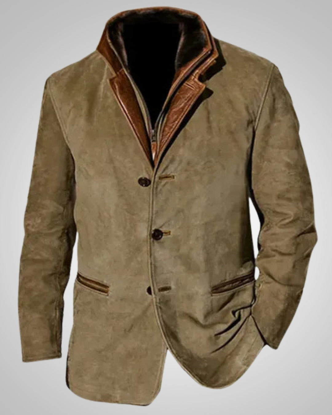 Klassische Lederjacke mit Knöpfen für Herren