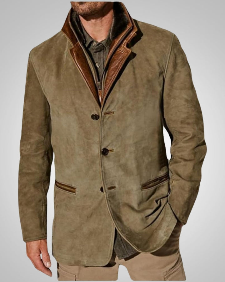 Klassische Lederjacke mit Knöpfen für Herren