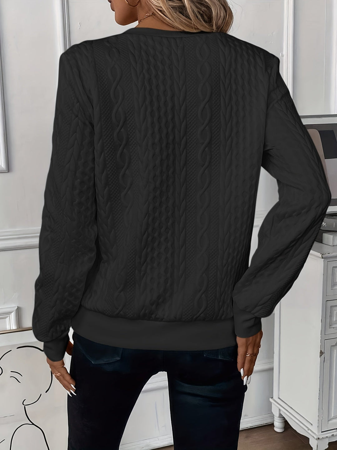 Gemütlicher Zopfstrickpullover mit Reissverschluss für Damen