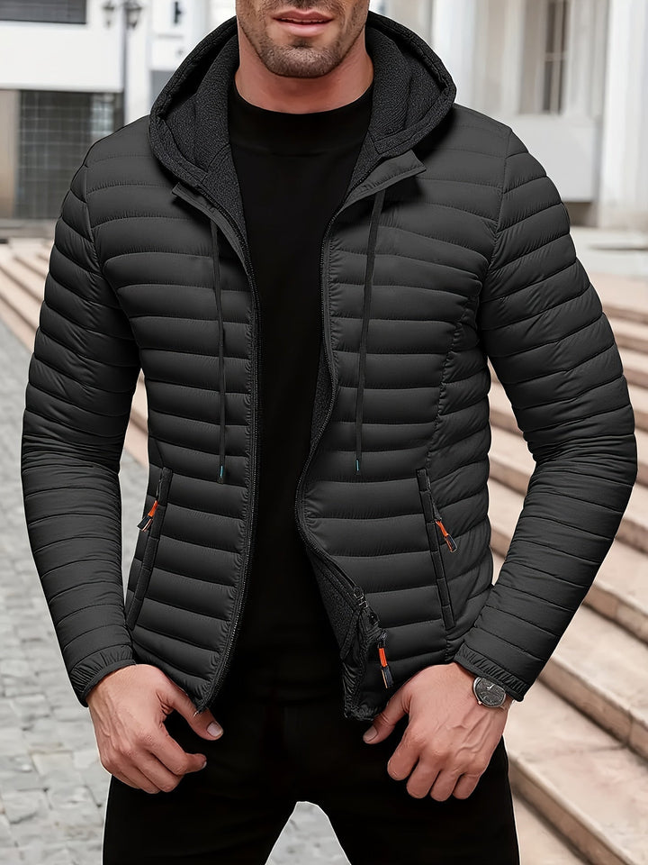 Warme Leichte Winterjacke mit Kapuze für Herren
