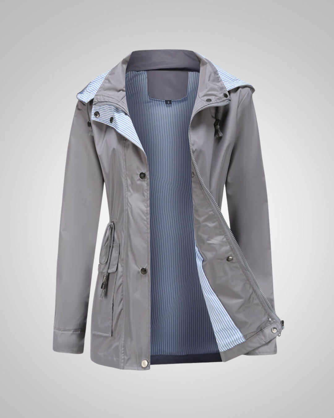 Zeitlose Lange Gefütterte Regenjacke mit Kapuze für Damen