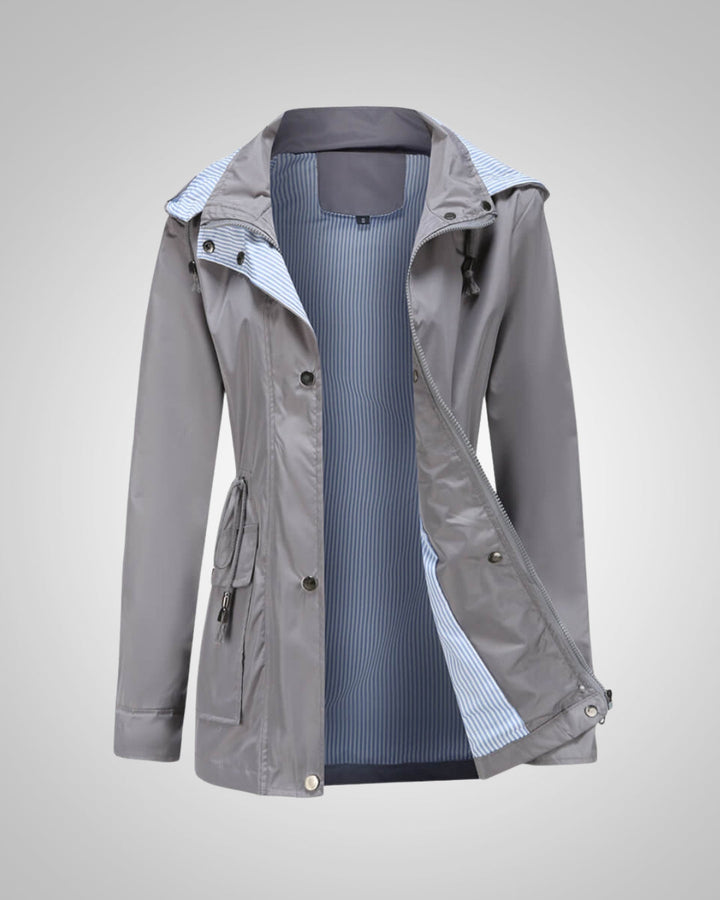 Zeitlose Lange Gefütterte Regenjacke mit Kapuze für Damen
