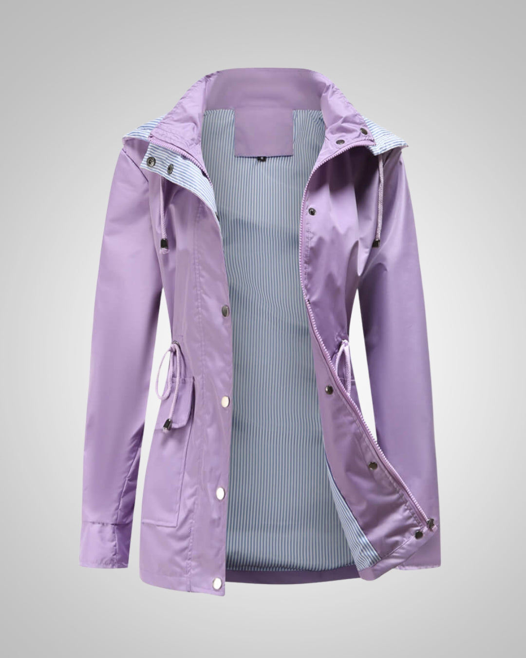 Zeitlose Lange Gefütterte Regenjacke mit Kapuze für Damen