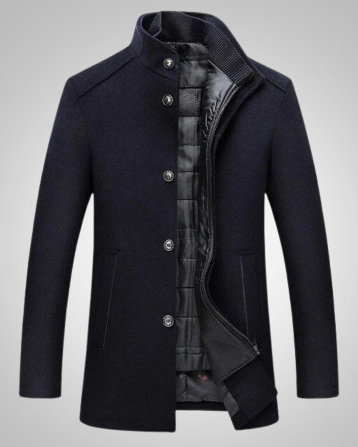 Klassischer Winter Mantel aus Wolle mit Knöpfen für Herren