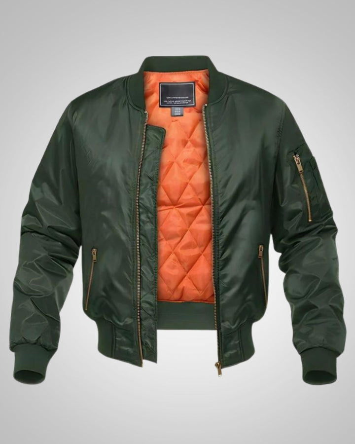 Klassische Gefütterte Bomberjacke mit Reissverschluss für Herren