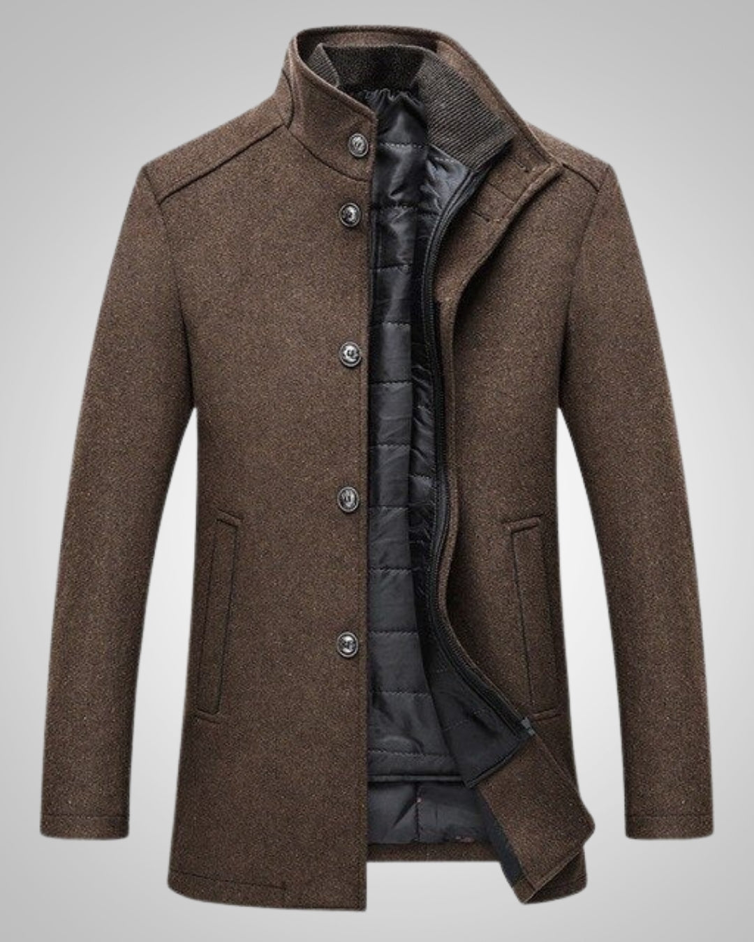 Klassischer Winter Mantel aus Wolle mit Knöpfen für Herren