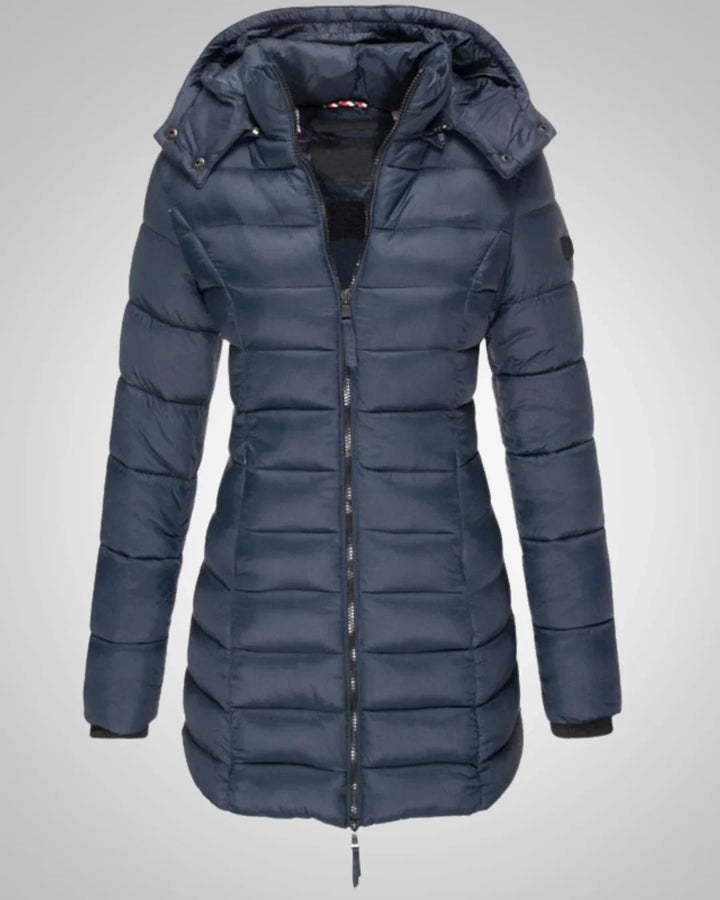 Warme Lange Daunenjacke mit Kapuze für Damen