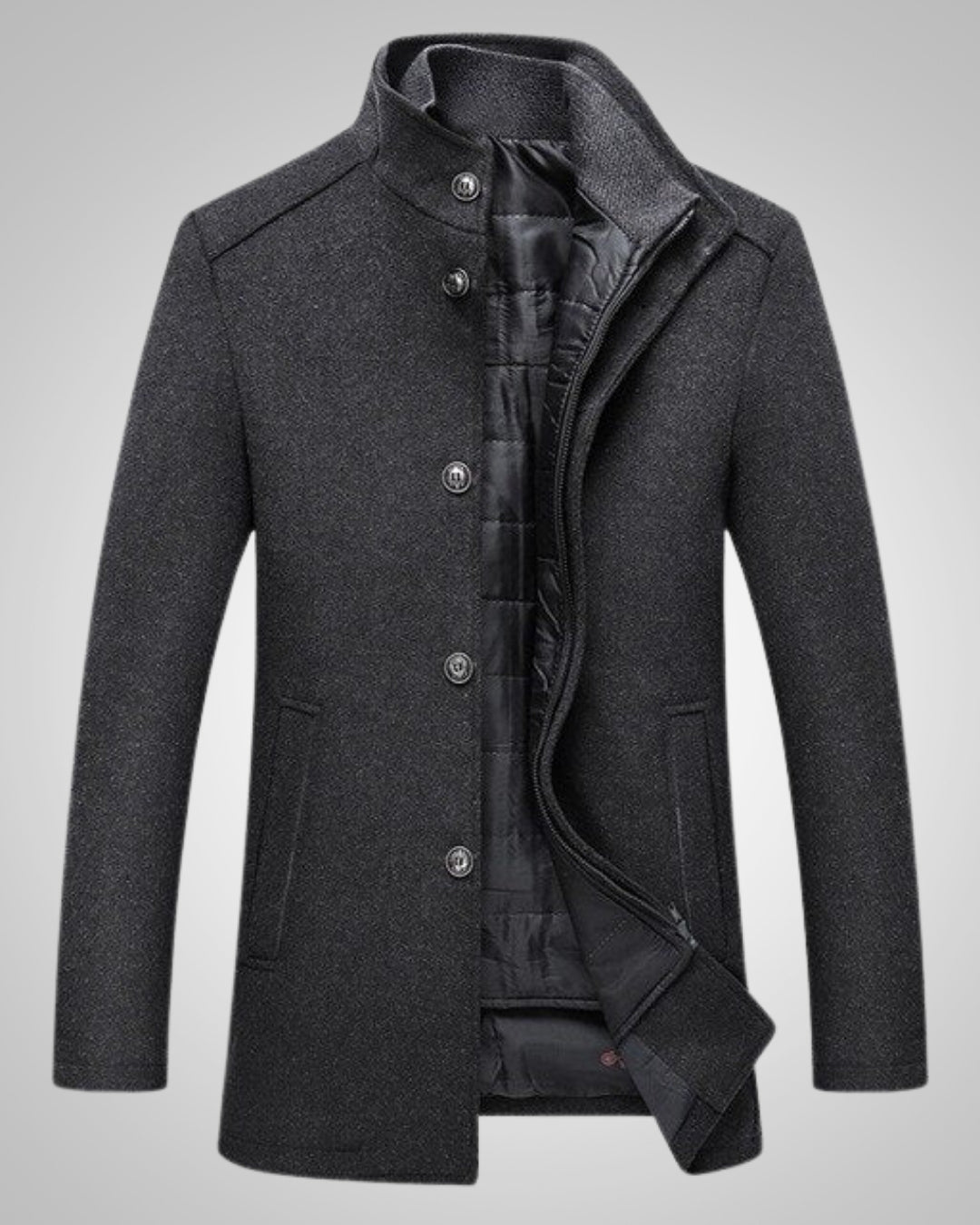 Klassischer Winter Mantel aus Wolle mit Knöpfen für Herren