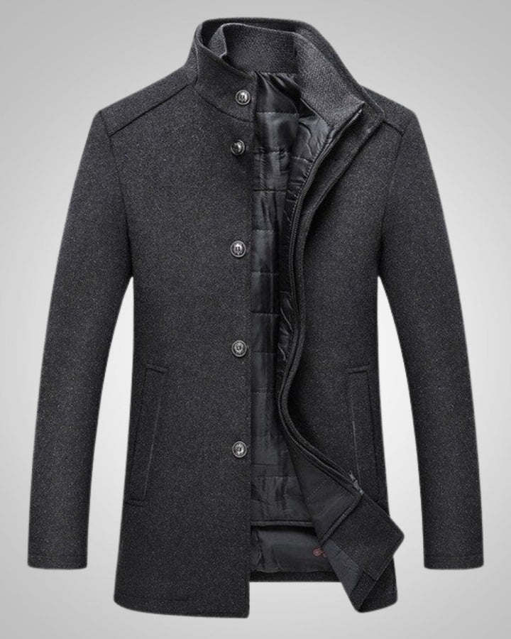 Klassischer Winter Mantel aus Wolle mit Knöpfen für Herren