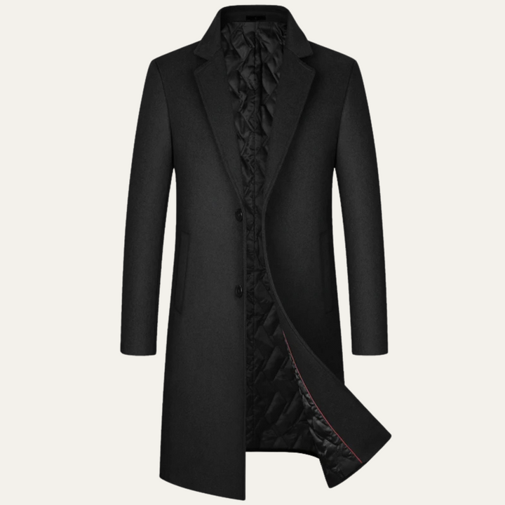 Eleganter Langer Wintermantel mit Knöpfen für Herren