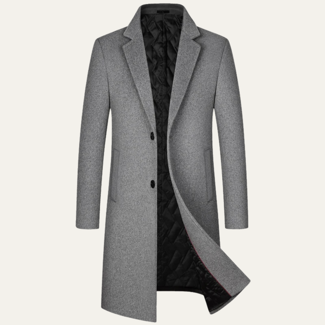 Eleganter Langer Wintermantel mit Knöpfen für Herren