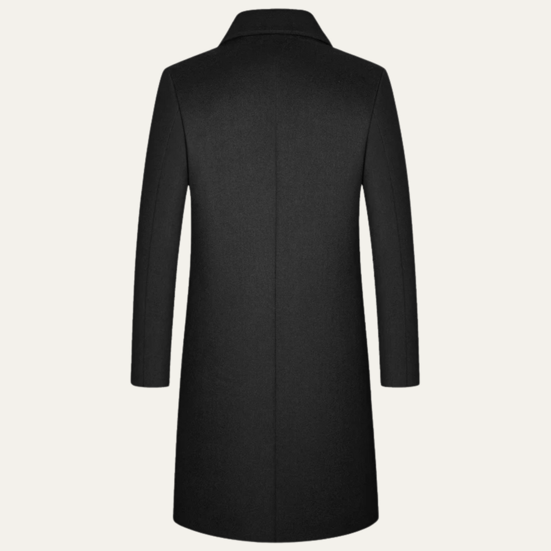 Eleganter Langer Wintermantel mit Knöpfen für Herren