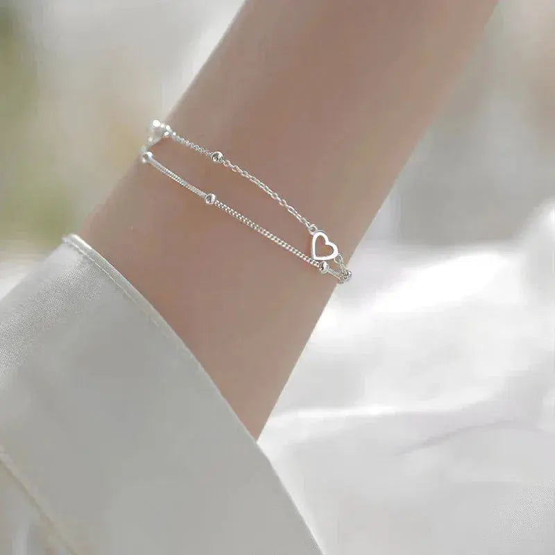 Silberfarbenes Armband mit Herz und Individuell Anpassbarer Passform