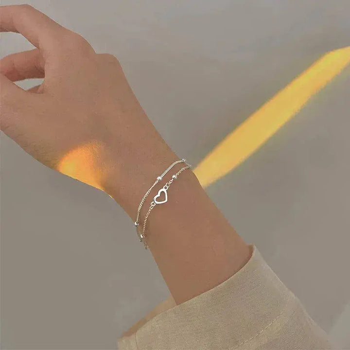 Silberfarbenes Armband mit Herz und Individuell Anpassbarer Passform