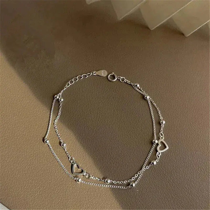 Silberfarbenes Armband mit Herz und Individuell Anpassbarer Passform