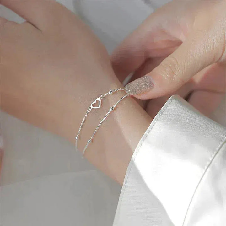 Silberfarbenes Armband mit Herz und Individuell Anpassbarer Passform