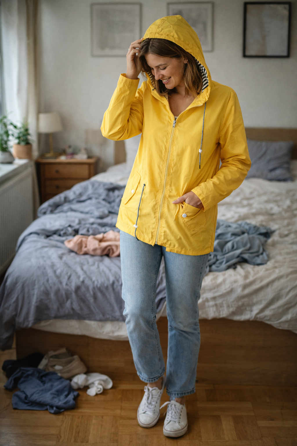 Lässige Wasserdichte Regenjacke mit Kapuze für Damen