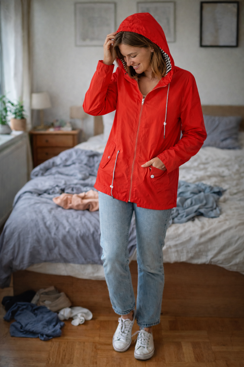 Lässige Wasserdichte Regenjacke mit Kapuze für Damen