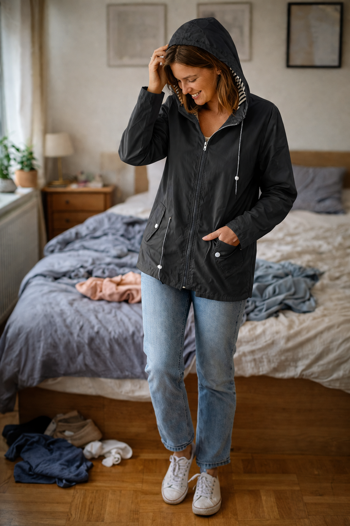 Lässige Wasserdichte Regenjacke mit Kapuze für Damen