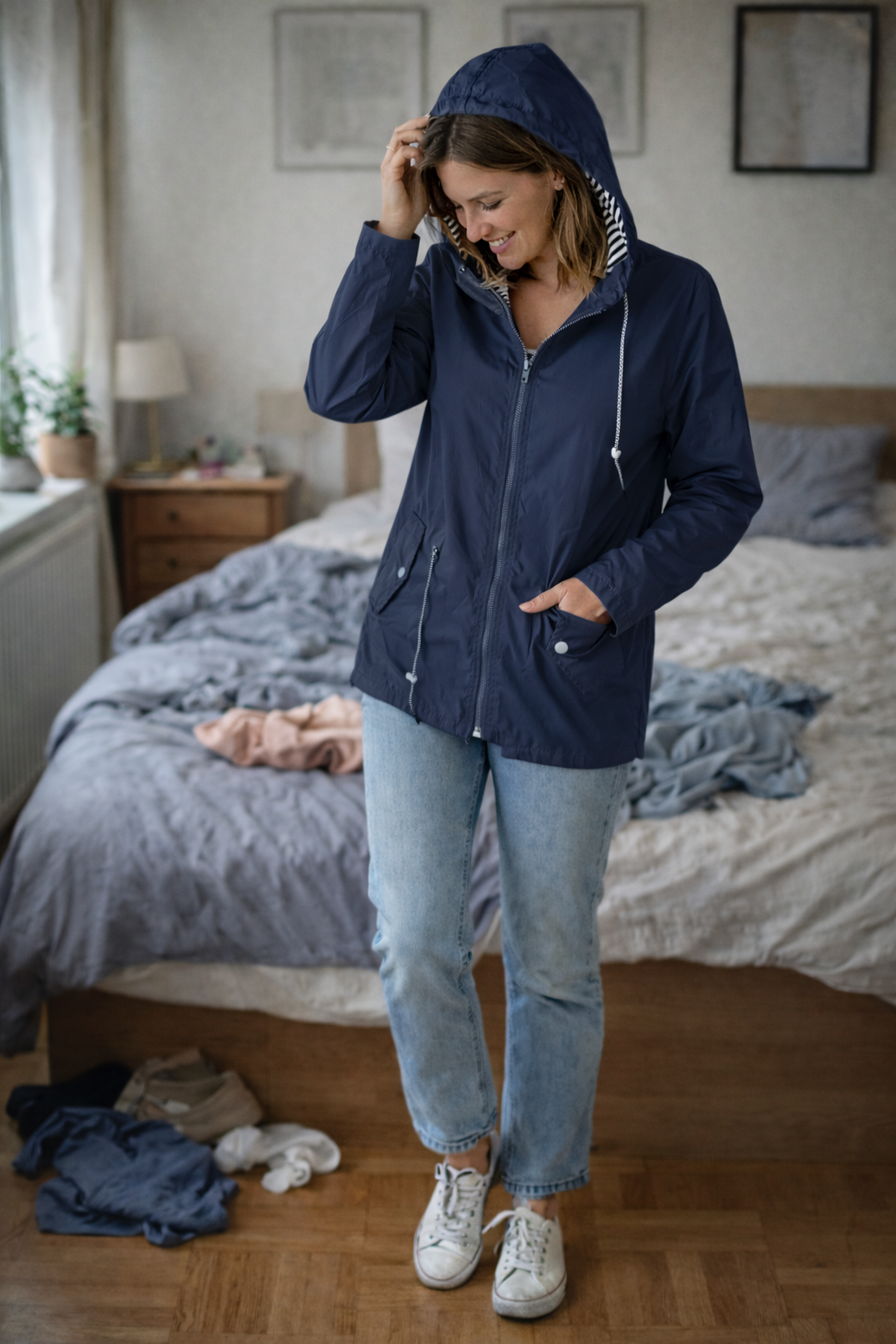 Lässige Wasserdichte Regenjacke mit Kapuze für Damen