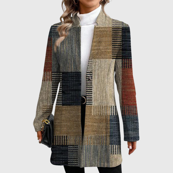 Eleganter Karierter Kurzer Mantel mit Taillierung für Damen