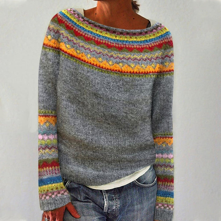 Gemütlicher Gestreifter Pullover mit Rundhals für Damen