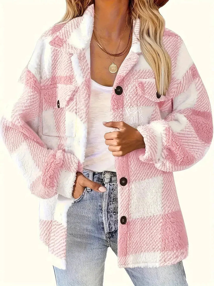 Warme Kurze Karierte Winterjacke für Damen