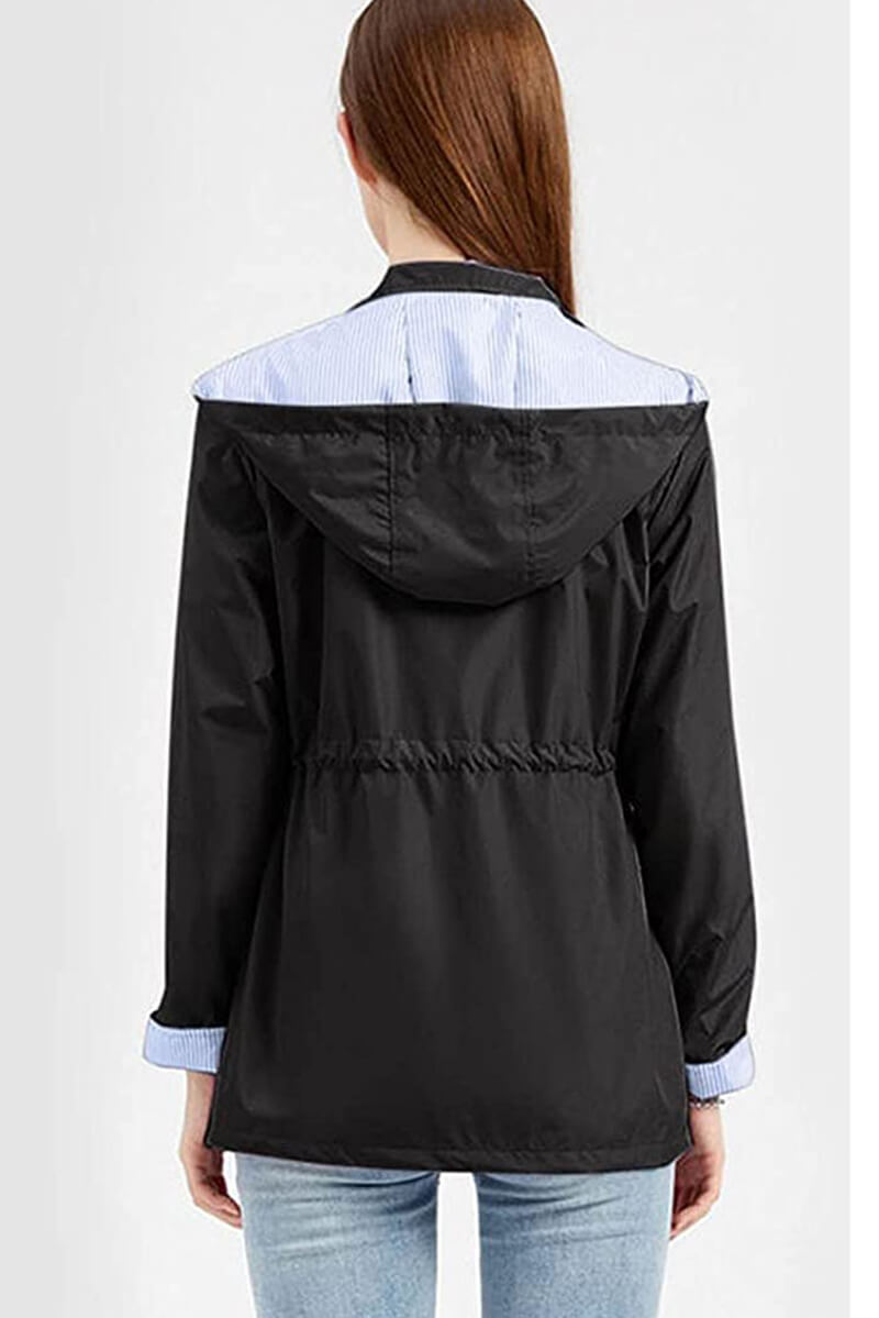 Zeitlose Lange Gefütterte Regenjacke mit Kapuze für Damen