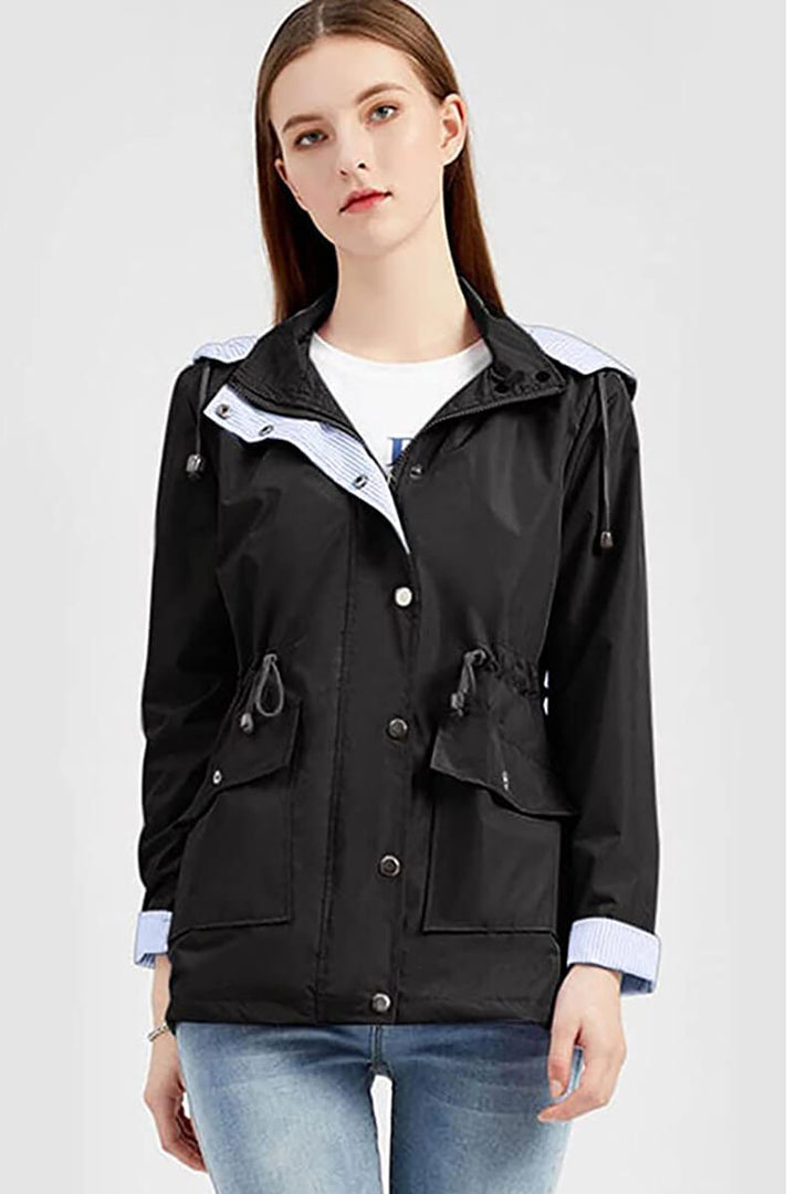 Zeitlose Lange Gefütterte Regenjacke mit Kapuze für Damen