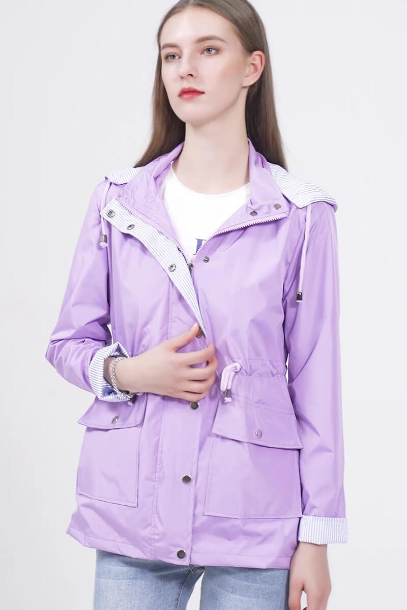 Zeitlose Lange Gefütterte Regenjacke mit Kapuze für Damen
