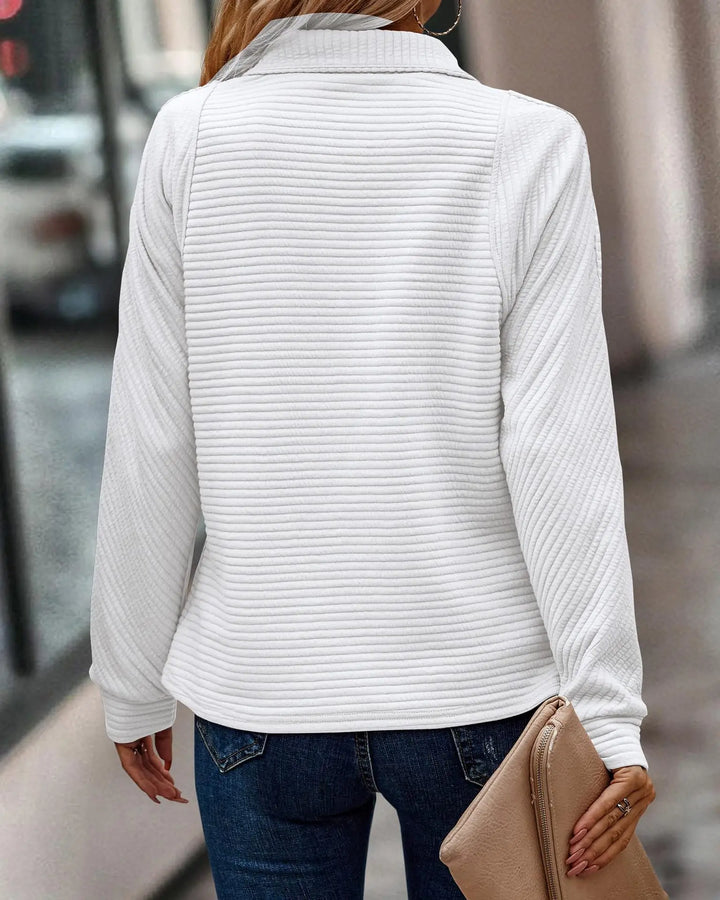 Gemütlicher Rippmuster Pullover mit Reissverschluss für Damen