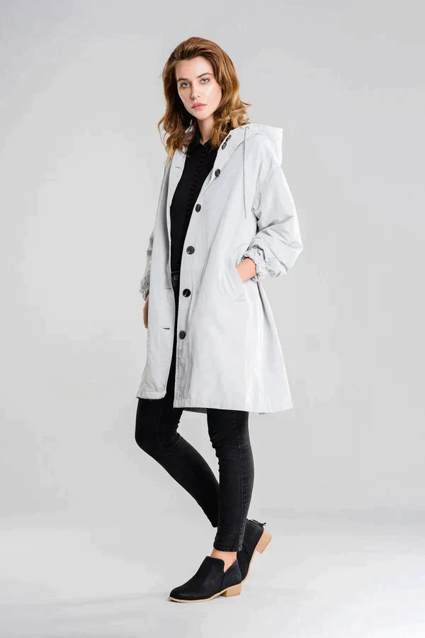 Zeitlose Lange Regenjacke mit Kapuze für Damen