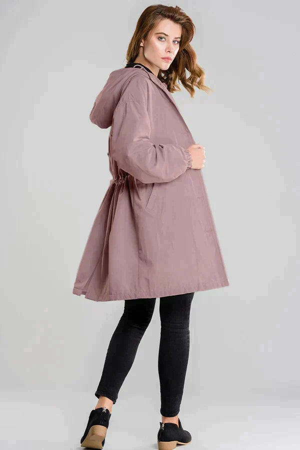 Zeitlose Lange Regenjacke mit Kapuze für Damen