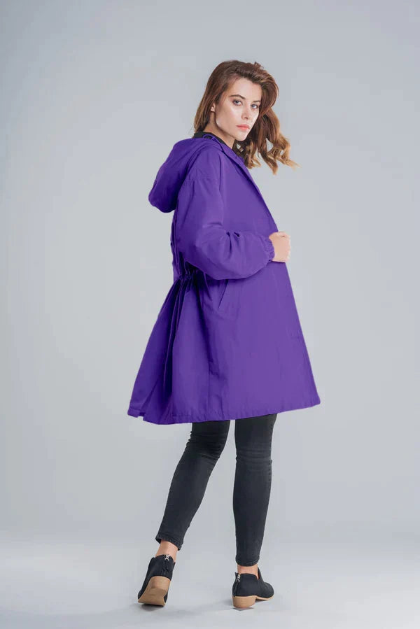 Zeitlose Lange Regenjacke mit Kapuze für Damen